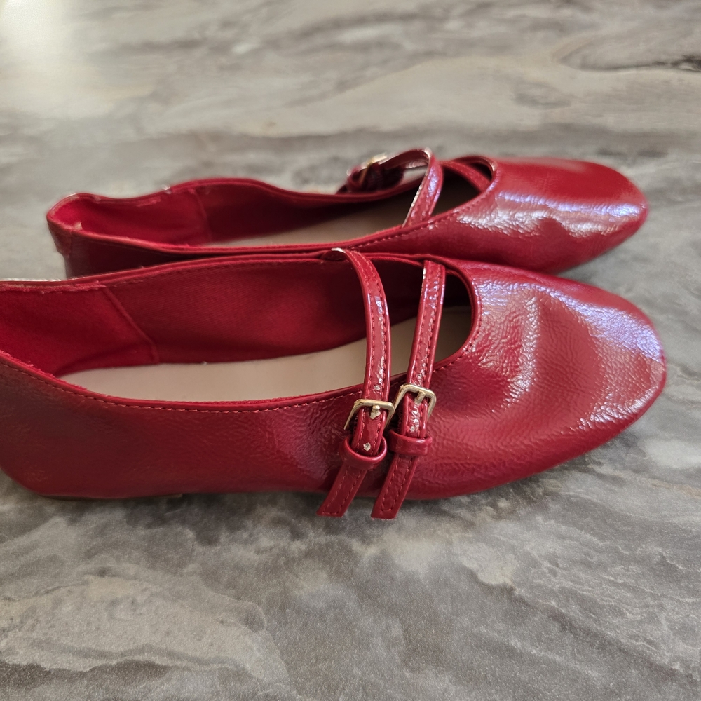 Zara Red Double-Strap Flats